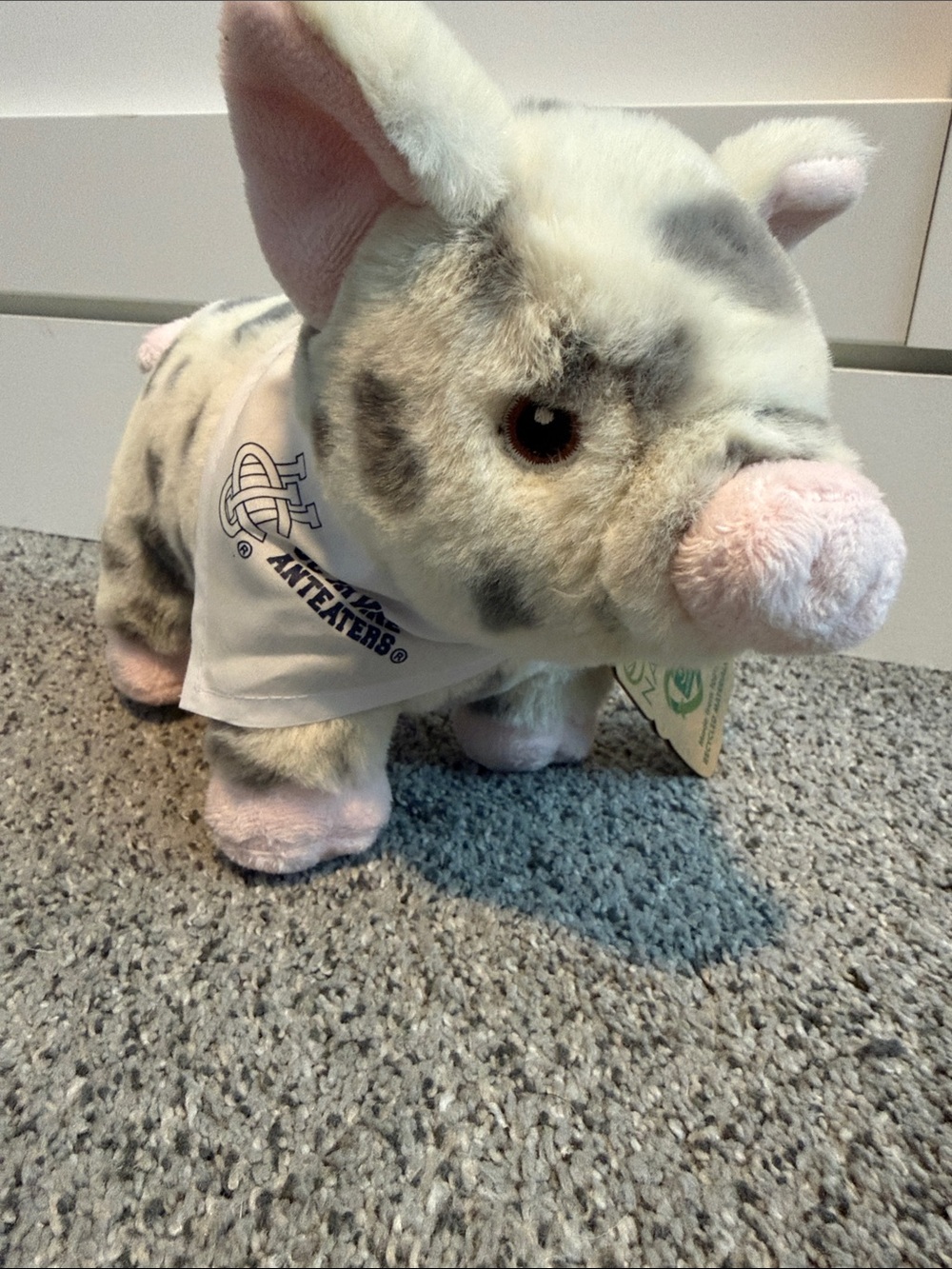 Plush Piglet Toy - Pink & Gray